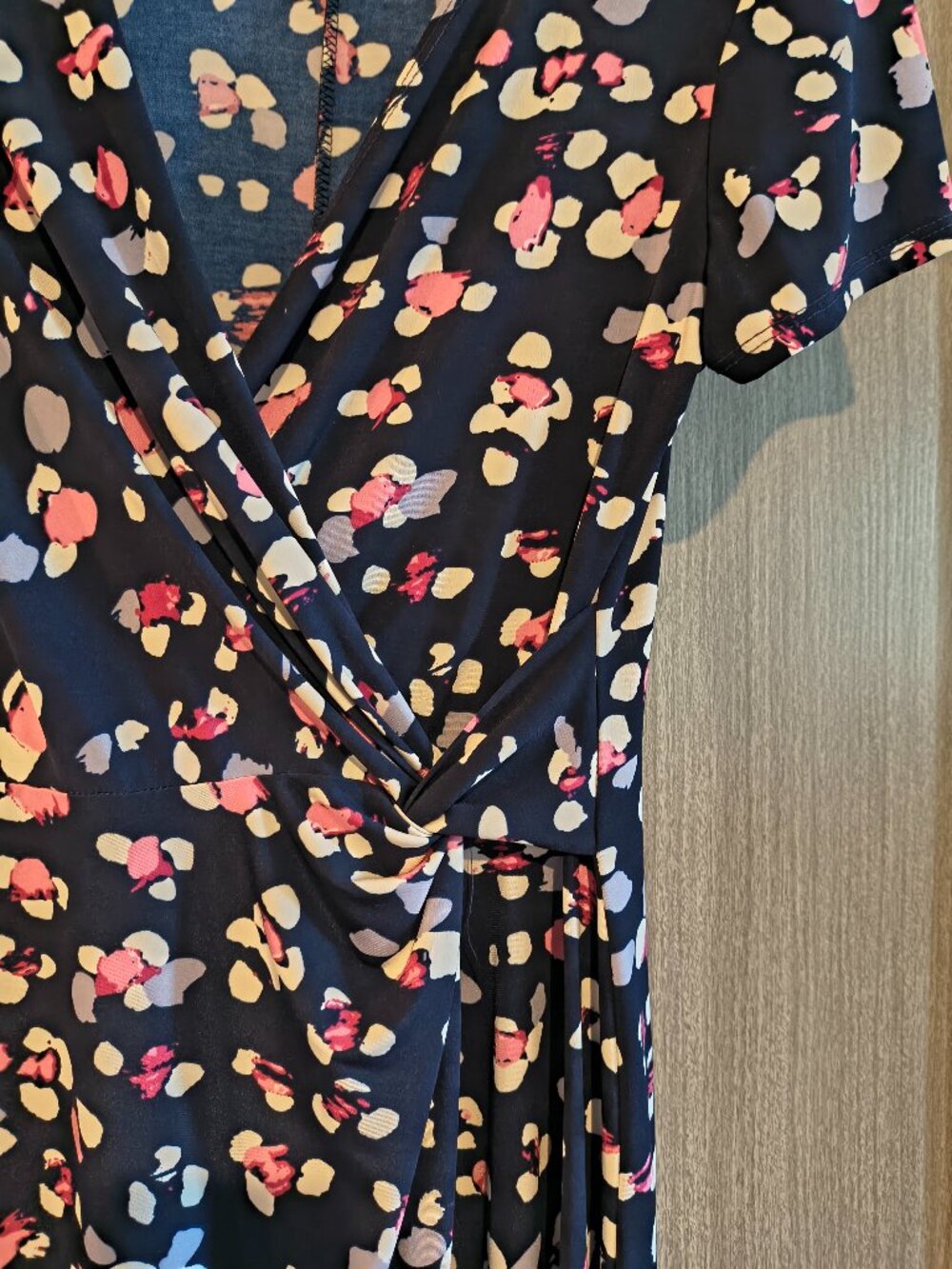 Keren Hart Navy Blue Purple Pink White Polka Dot Short Sleeved Dress Medium - Picture 5 of 7